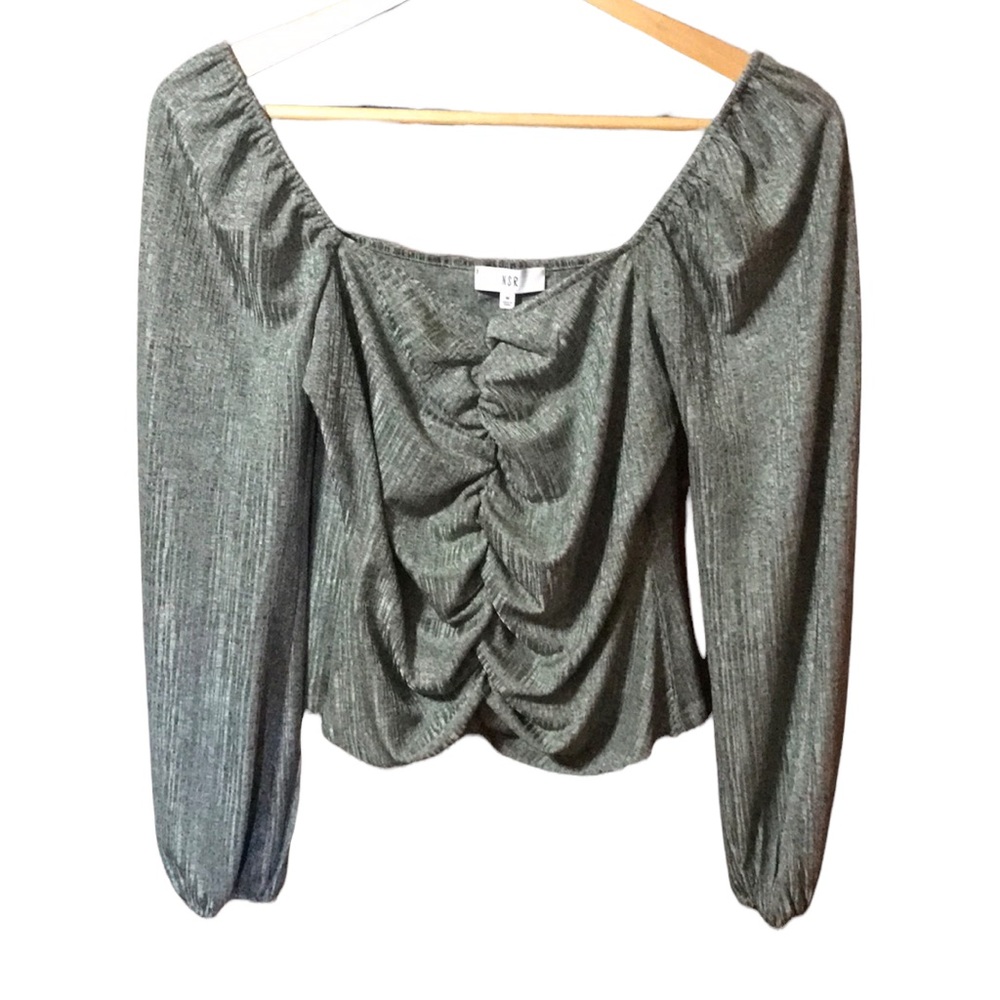 NSR Cropped Top Olive Green Blouse Size Medium